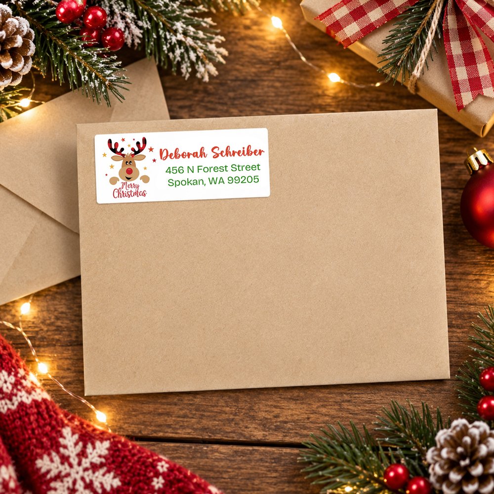 Personalized Watercolor Christmas Theme Return Address Labels with Name and Address Daily Use Christmas Gift for Family Friends 2