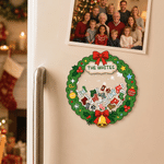 Personlig 3D-shaker-design: julkrans, julstrumpa, snö – magnetisk kylskåpsmagnet i akryl med namn – heminredning och julklapp till familj och vänner