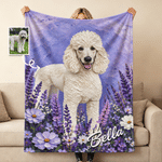 Personalisierte Haustier-Porträt Kuscheldecke | mit Namen und Blumen | Weiche Ölgemälde Wohndecke | Geburtstag Geschenk für Tierbesitzer