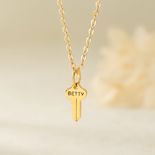 Personalized Dainty Key Sterling Silver Necklace with Engraved Name Christmas Birthday Anniversary Gift for Women Girlfriends Wives