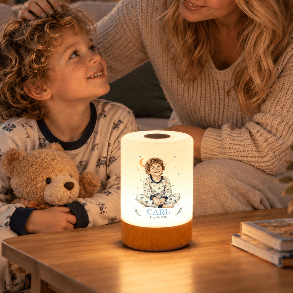 Personalized Watercolor Style Kid Photo Dimmable Touch Remote Control Night Light with Name and Text Nursery Decor Birthday Baby Shower Gift for Kids 3