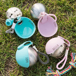 Personalised Bow Print Portable Pet Water Bottle with Name and Silicone Collapsible Bowl Pet Outdoor Supplies Birthday Gift for Pet Owners