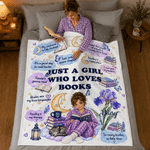 Personalized Birth Flower Reading Themed Photo Soft Throw Blanket with Name Book Club Birthday Christmas Gift for Bookworms Readers Friends