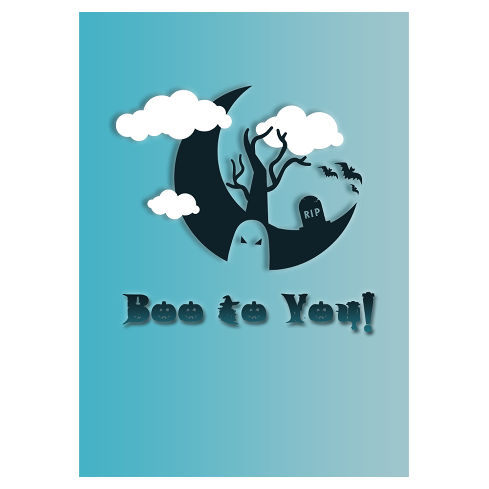 Boo To You Haunted Moon Spooky Bats Halloween Ecard