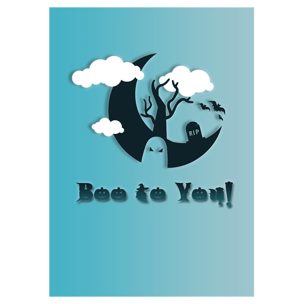 Boo To You Haunted Moon Spooky Bats Halloween Ecard