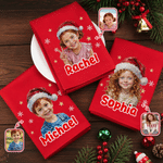 Personalized Oil Painting Style Photo 100% Cotton Red Reusable Napkin with Name Table Decor Christmas Gift for Family Kids