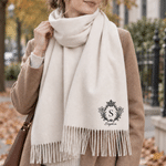 Personalised Birth Flower Super Soft Warm Scarf with Name and Initial Winter Fashion Accessory Birthday Christmas Gift for Family Friends