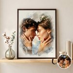 Personalised Watercolor Wedding Photo Canvas Prints with Text Bedroom Decor Wedding Anniversary Gift for Couples Newlyweds