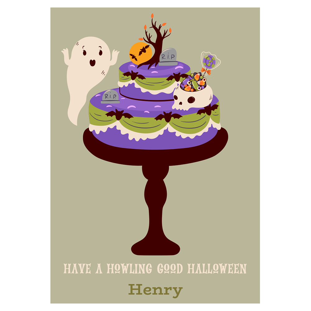 Spooky Ghost And Cake Have a Howling Good Halloween Ecard