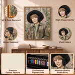 Stampe su tela personalizzate con ritratti in stile pittura a olio, realizzati con spatole da cucina in legno e motivi floreali, con testo; decorazioni per la casa; spedizione dagli Stati Uniti; regalo di compleanno per familiari e amici