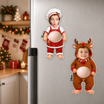 Personalized Funny Christmas Character Photo Soft Belly Acrylic Fridge Magnet with Name Christmas Housewarming Gift for Family Friends