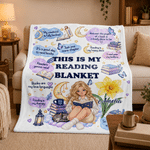 Personalized Birth Flower Reading Themed Photo Soft Throw Blanket with Name Book Club Birthday Christmas Gift for Bookworms Readers Friends