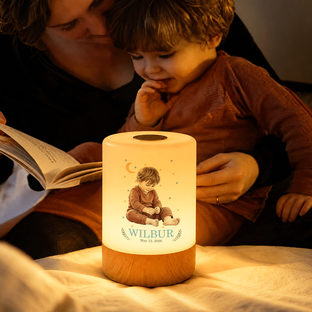 Personalized Watercolor Style Kid Photo Dimmable Touch Remote Control Night Light with Name and Text Nursery Decor Birthday Baby Shower Gift for Kids 5