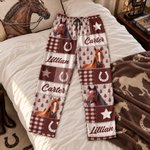 Pantalon de pyjama doux personnalisé à motif de cœurs multicolores en damier, avec nom, pour la maison. Cadeau d'anniversaire ou de Noël pour les amoureux des animaux de compagnie