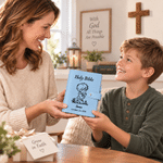 Personalised Holy Bible Prayer Gestures PU Leather Notebook with Name and Date Baptism First Communion Christian Birthday Gift for Kid Friend