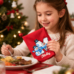 Personalised Santa Claus Snowman Gingerbread Man Initial 100% Cotton Christmas Napkin with Name Table Decor Christmas Gift for Kids Family Friends