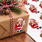Personalized 3D-Effect Artwork Cartoon Santa Character Photo Stickers with Name Christmas Gift for Family Kids
