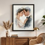 Personalised Watercolor Wedding Photo Canvas Prints with Text Bedroom Decor Wedding Anniversary Gift for Couples Newlyweds