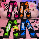 Personalized 3D-Effect Artwork Trendy Graffiti Cartoon Character Photo Soft Pajama Pants with Name Daily Wear Christmas Holiday Gift for Family Kids
