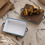 Personalised 3D-Effect Artwork Construction Lorries Patterns Large Capacity Storage Basket with Name and Handle Room Decor Birthday Gift for Kids