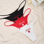 Personalized Romantic Embroidery Heart Name Thong Lingerie Underwear honeymoon Valentine's Day Anniversary Gift for Women