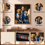 Personalized Oil Painting Style Pet and Owner Matching Outfit Photo Canvas Prints with Text Home Decor Birthday Gift for Pet Owners