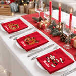 Personalised Santa Claus Snowman Gingerbread Man Initial 100% Cotton Christmas Napkin with Name Table Decor Christmas Gift for Kids Family Friends