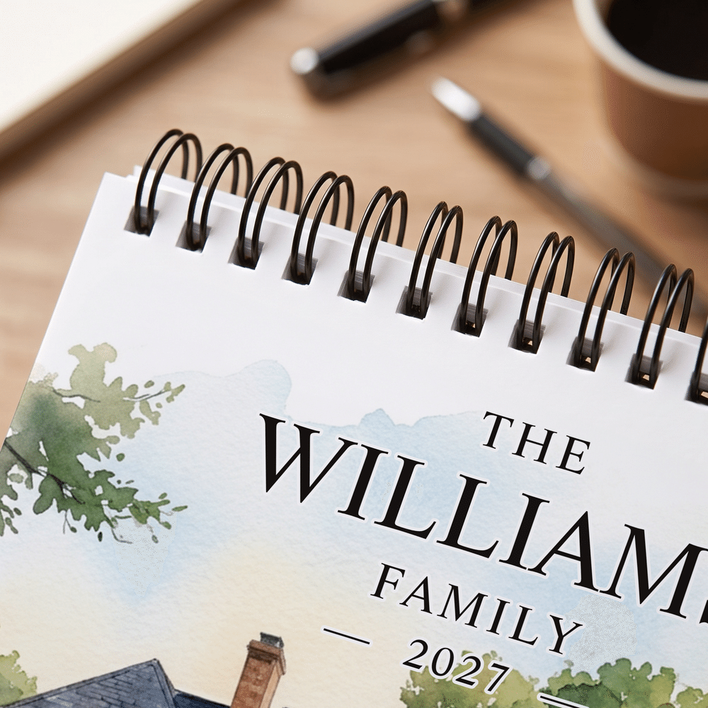 Personalized 13 Watercolor Photos 2027 2028 Meaningful Calendar with Family Surname Christmas New Year Birthday Gift for Newborn Family Friend 7