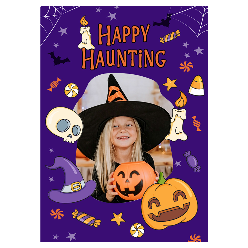 Happy Haunting Witch Hat Pumpkin Photo Halloween Ecard