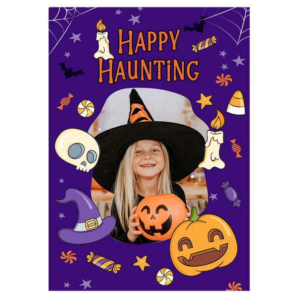Happy Haunting Witch Hat Pumpkin Photo Halloween Ecard