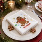 Personalisierte Lebkuchenmann Serviette mit Namen | Aus 100% Baumwolle | Wiederverwendbar | Tischdeko | Weihnachten Geschenk für Familie & Freunde