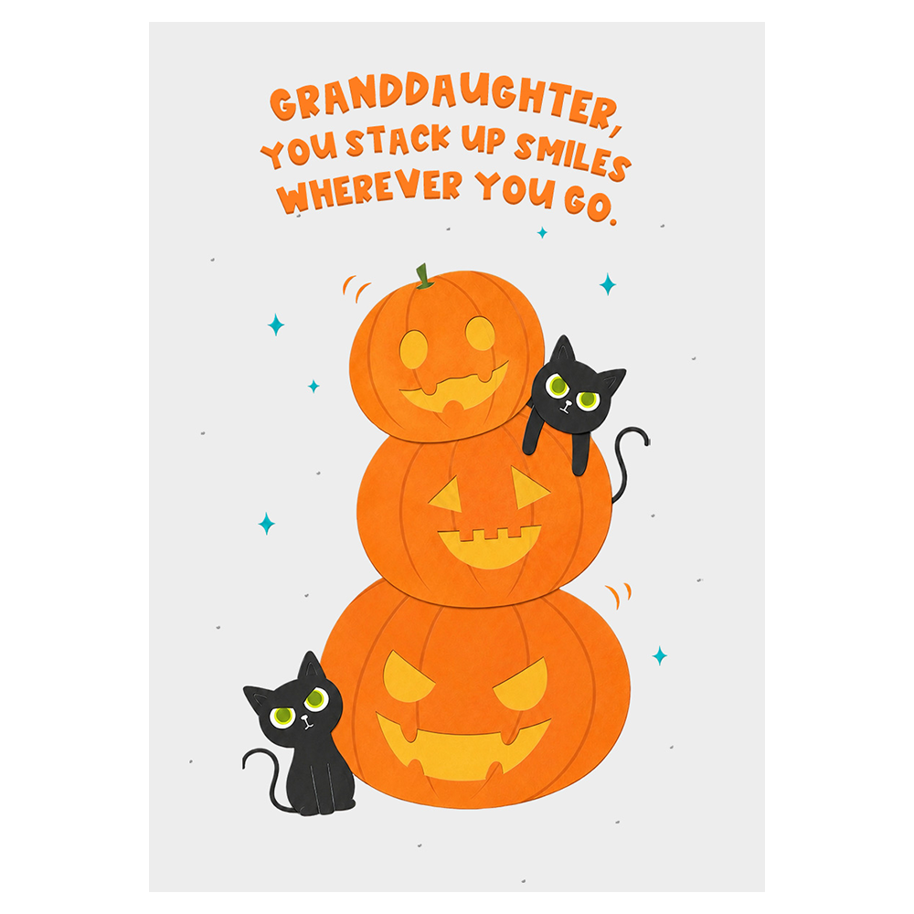 Stacked Pumpkins And Black Cats Halloween Ecard