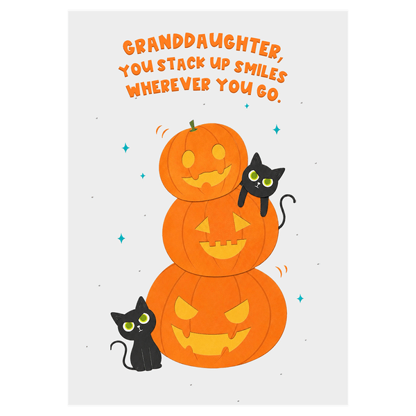 Stacked Pumpkins And Black Cats Halloween Ecard