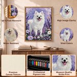 Personalized Flower Bed Oil Painting Style Pet Photo Canvas Prints with Name Home Decor Birthday Gift for Pet Owners