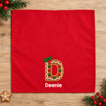 Personalised Christmas Tree Snowman Initial 100% Cotton Red Christmas Napkin with Name Table Decor Christmas Gift for Family Friends