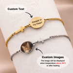 Personalised Corss Heat-Activate Hidden Photo Adjustable Sterling Silver Bracelet with Text Birthday Baptism Gift for Woman Christian