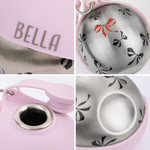 Personalised Bow Print Portable Pet Water Bottle with Name and Silicone Collapsible Bowl Pet Outdoor Supplies Birthday Gift for Pet Owners