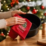 Personalized Christmas Mahjong Theme Reusable 100% Cotton Red Napkin with Text Table Decor Christmas Gift for Mahjong Lover 5