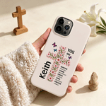 Personalised Birth Flower Cross Phone Case with Name for iPhone Samsung Anniversary Birthday Gift for Friend Family Christian