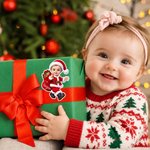 Personalized 3D-Effect Artwork Cartoon Santa Character Photo Stickers with Name Christmas Gift for Family Kids