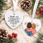 Personalised Watercolor Cartoon Back View Ceramic Ornament with Text Tree Decor Christmas Gift for Besties Friends Women