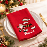 Personalised Santa Claus Snowman Gingerbread Man Initial 100% Cotton Christmas Napkin with Name Table Decor Christmas Gift for Kids Family Friends