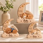 Personalisierter Holzaufsteller im Mondsichel-Design | mit Foto und Namen | 3D-Effekt Engelsflügel Deko | Trauer Geschenk für Tierliebhaber