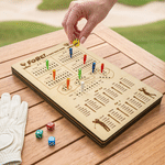 Personalized Engraved Name Portable Wooden Golf Dice Game with 9 Pegs 4 Dices and 4 Players Travel Game Night Birthday Gift for Golf Lovers
