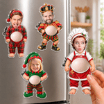Personalized Funny Christmas Character Photo Soft Belly Acrylic Fridge Magnet with Name Christmas Housewarming Gift for Family Friends