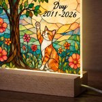 Spersonalizowana lampka nocna LED z przezroczystego akrylu w stylu witrażu ze zdjęciem zwierzaka, imieniem i rokiem – pamiątka po zwierzaku, prezent na urodziny lub rocznicę dla właścicieli zwierząt 2