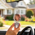 Personalized Heaven Wings Photo Car Hanging Ornament with Nickname Loss of Loved Ones Sympathy Memorial Gift for Family Mom Dad