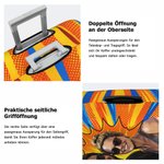Personalisierte Comic-Foto Kofferschutzhülle mit Namen | Elastische Kofferhülle für 45–81 cm Höhe | Reise Geschenk für Weltenbummler, Paare & Familien