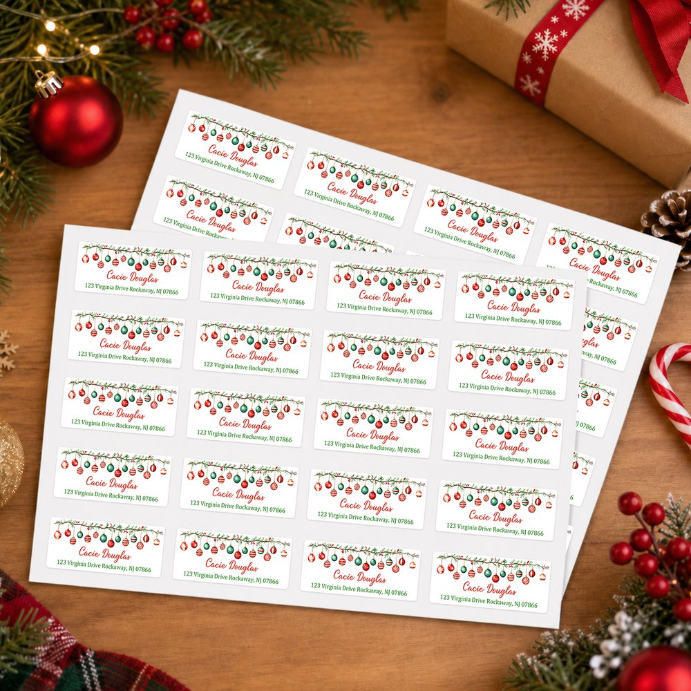 Personalized Watercolor Christmas Theme Return Address Labels with Name and Address Daily Use Christmas Gift for Family Friends 8