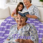 Personlig fototeppe i oljemaleri-stil med navn og kallenavn – interiør, bursdags- og julegave til bestemor, bestefar og familien 4